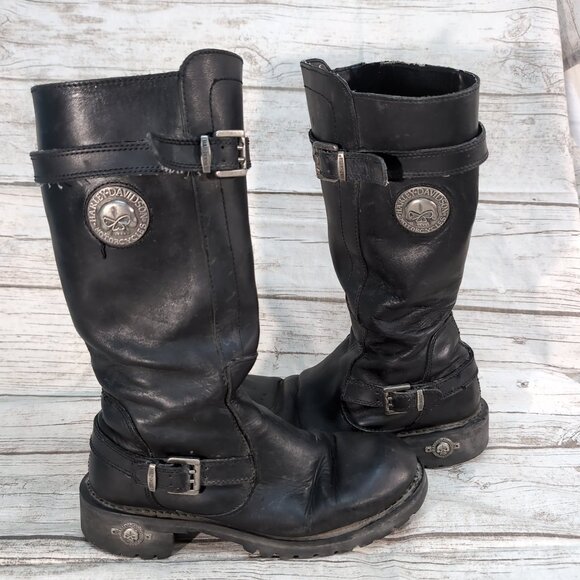 Harley-Davidson Black Leather Engineer Motorcycle Boots – Men’s Size 8 - Picture 6 of 11